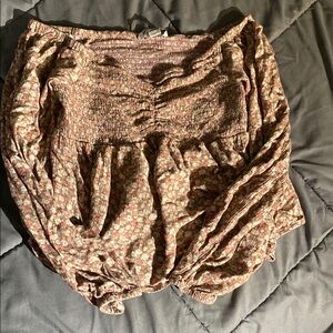 American Eagle Outfitters Pink and Cream Smocked Top